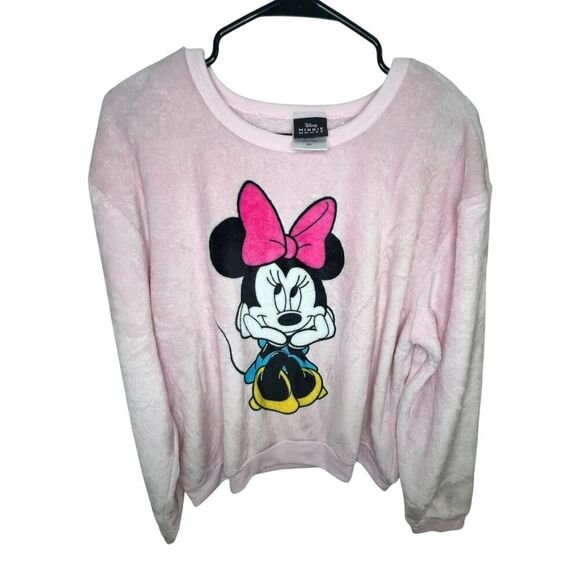 Disney Minnie Mouse Pink Super Soft Crewneck Pullover Sweater - Picture 1 of 4